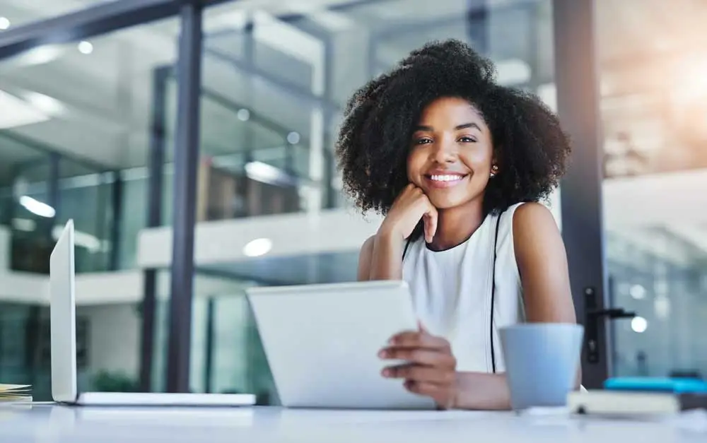 Confident and happy businesswoman